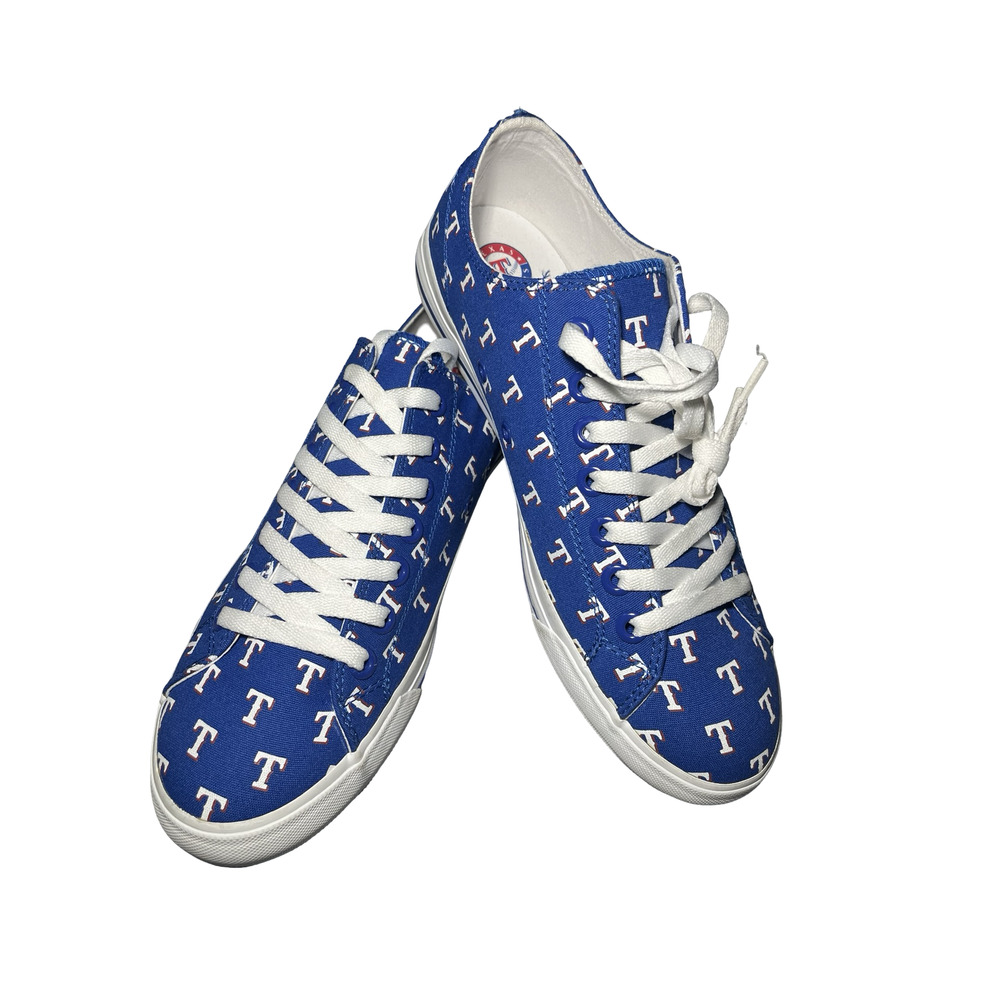 Texas Rangers Sneakers Mens 9 W 10.5 Blue MLB Baseball Canvas Low Top Row One‎